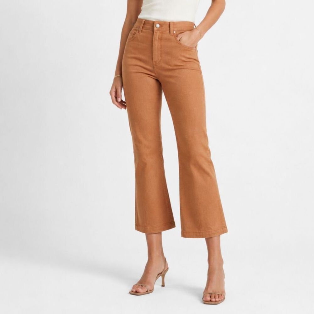 Cinq a Sept Shannon Pant Womens 0 Brown Cropped Kick Flare Stretch Seam‎ Front